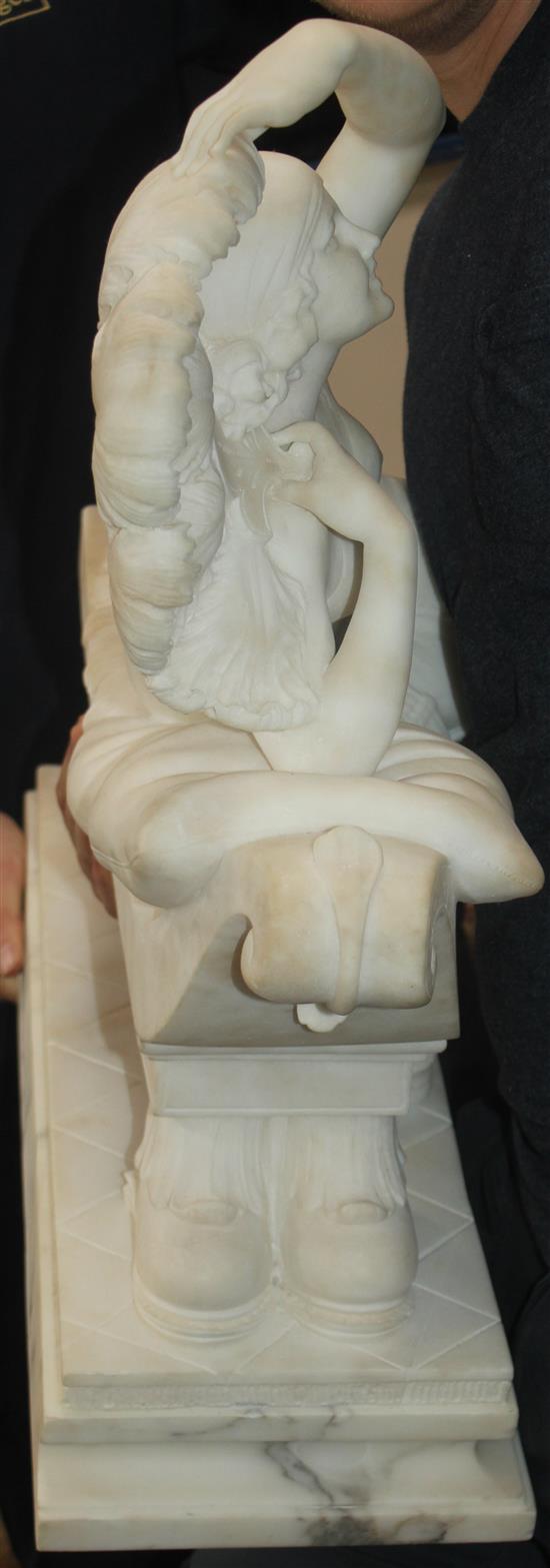 Telemaco Cipriani, A large Carrera marble sculpture, Rosette - The Fan Dancer, Length 72cm, height 66cm, depth 25cm